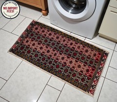 Vintage Handmade Small Rug Wool Turkish Rug, Braided Kilim, Doormat, 2 x 3 ft