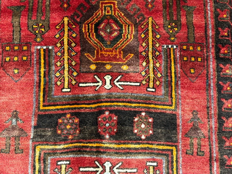 Vintage Koliai Tribal Bird Wool Runner Rug 5x10 Hand Knotted Black Oriental Area gallery