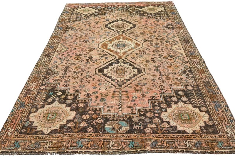 Vintage Distressed Rusty Pink Tribal Oriental Rug Muted Boho Decor Carpet 5X8 ft gallery