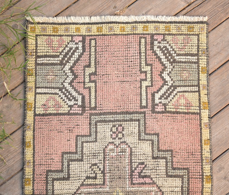 Turkish Carpet Hand Knotted 1x3 Size Doormat Chair Multi Color Rug 49x92cm gallery