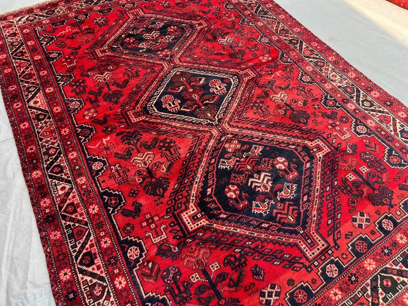 5'10 x 8'1 ft Vintage Afghan Baluchi Geometric Medallion Handknotted Wool Rug gallery