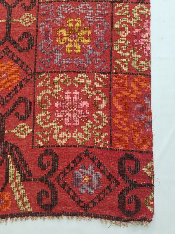 Vintage Handmade Turkish Geometric Traditional Wool Kilim Rug 217x80 cm gallery