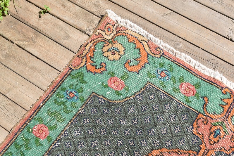 Turkish Rug 3x6 Handwoven Oushak Rug 114x206cm Natural Wool Carpet Muted Rug gallery
