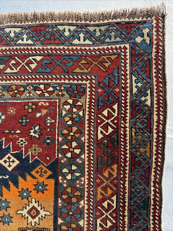 STUNNING ANTIQUE 4’ X 6’ 19th CENTURY SNOW FLAKE KUBA CAUCASIAN ORIENTAL RUG gallery