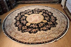 _ROUND_RUG_12′ x 12′ Round Rug Knotted Traditional Wool & Silk Rug *HANDMADE*