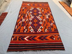 6’10×12’5 Ft Vintage Afghan Baluchi Kilim Rug Wool Geometric Tribal Carpet Rug