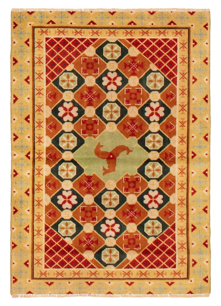 Vintage Hand-Knotted Area Rug 3'9" x 5'4" Traditional Oriental Wool Carpet