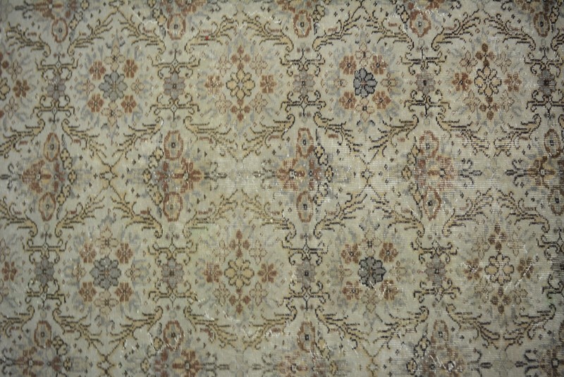 Antique Beige Geometric Handmade Rug, 6.2x10.9ft, Turkish Oriental Beige Rug, gallery
