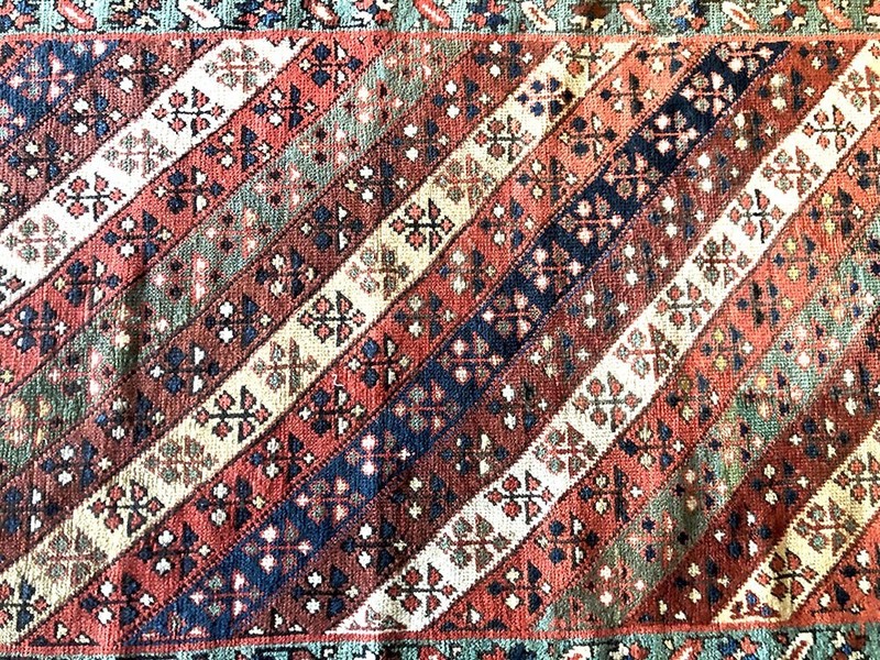 A Stunning Stripe Pattern 3' x 13' Caucasian Gendge Runner Rug gallery