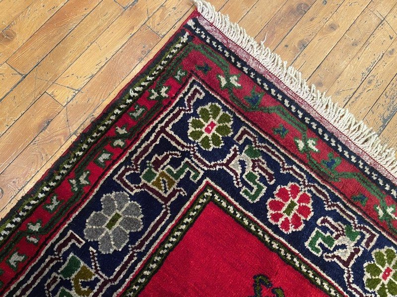 Bohemian Vintage 1940-1950s Indigo Blue Dye Wool Pile Taspinar Rug 4’8”x7’7” gallery