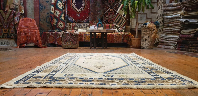 Rare Antique Ca1900-1939's Muted Colors, Wool Pile Oushak Area Rug 3'9"×6' gallery