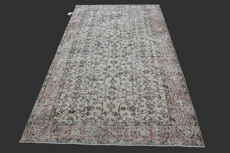 Vintage Turkish Oushak Rug, Beige 5x8ft, Handmade Wool, Bohemian Anatolian gallery