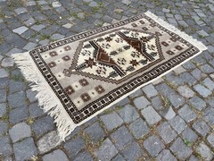 Bohemian Area Rug Handmade Wool Rug Turkish Vintage Traditional Rug 2,4 x 4,2 ft