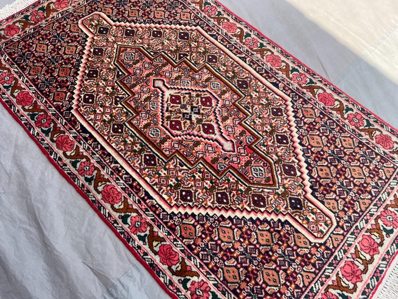 Pink Turkish Vintage Hand Knotted Geometric Tribal Medallion Moss Rug 2'6x4'5 gallery