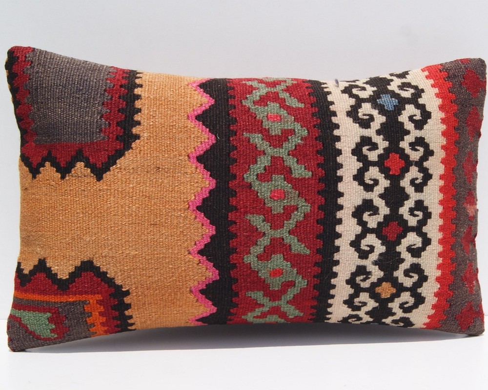 Rectangle summer Caucasian kilim pillow covers hand woven kelim area rug 20x12"