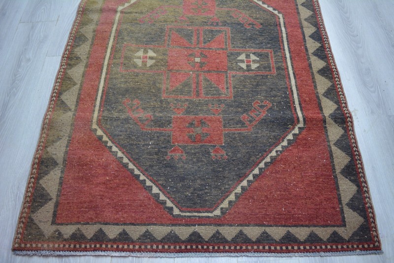 Antique Red Handmade Runner, 3.9x12.8ft, Red Bohemian Large Entryway Runner Rug, gallery