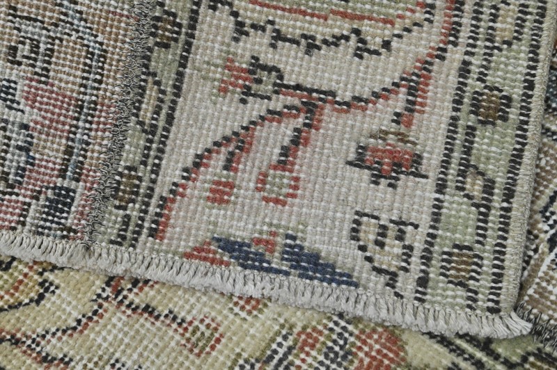 Vintage Turkish Runner Rug 2x5ft Wool Anatolian Handmade Hallway Oushak BEIGE gallery