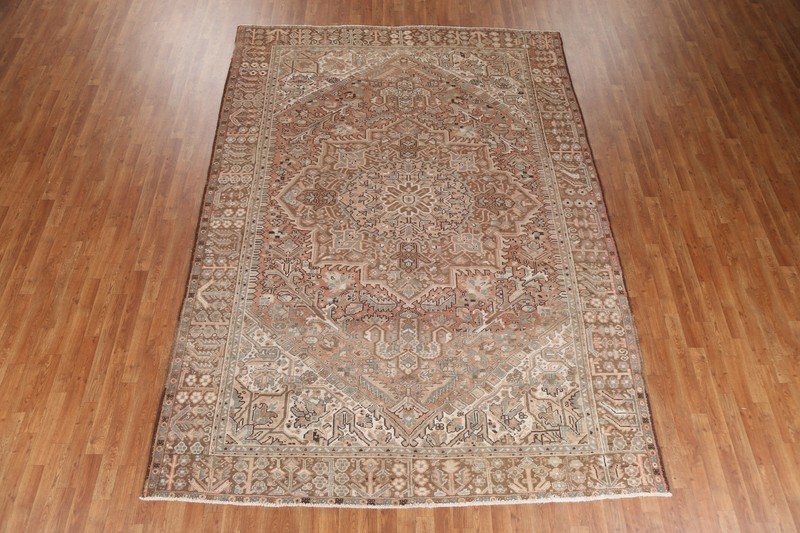 Vintage Muted Traditional Geometric 8x11 Area Rug Wool Handmade Oriental Carpet gallery