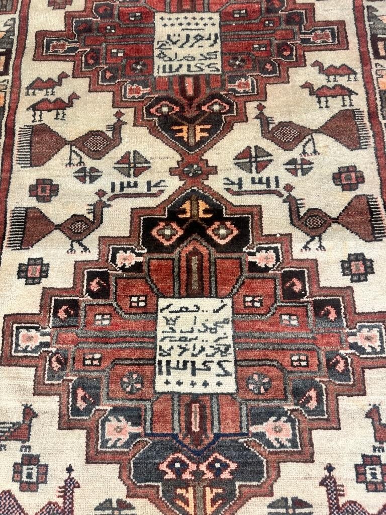 RARE Signed Dated Vintage Handmade Oriental Wool Runner Rug 3'6 x 9'2 Pictorial gallery