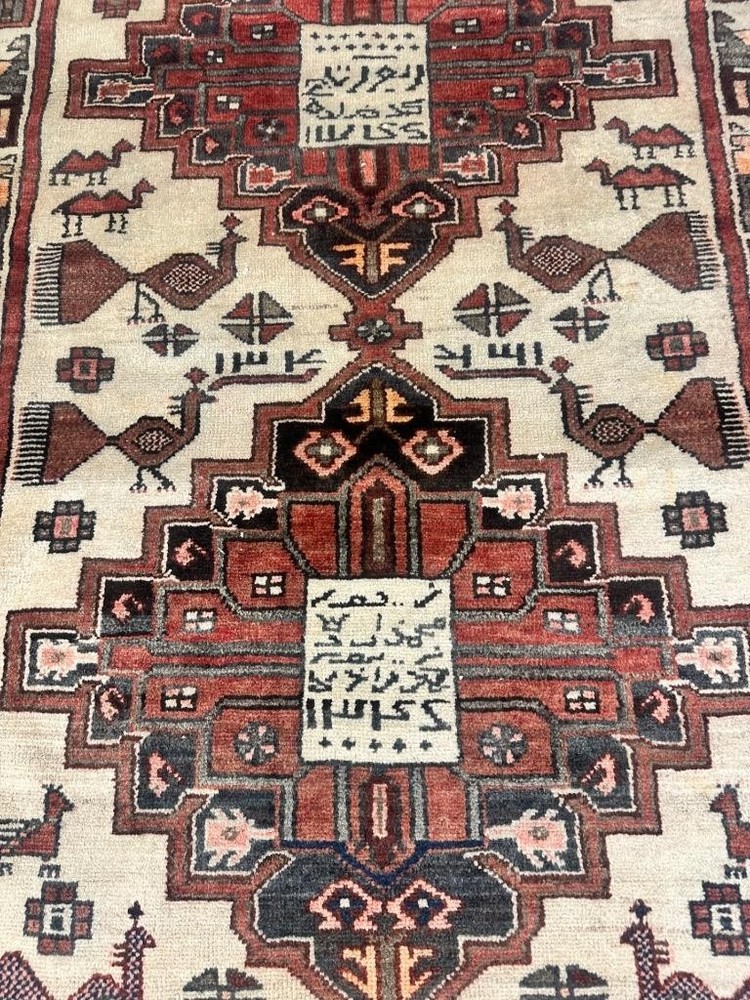 RARE Signed Dated Vintage Handmade Oriental Wool Runner Rug 3'6 x 9'2 Pictorial