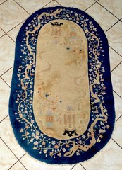 Art Deco Chinese Nichols Peking Fette H/ Knotted Oval Vases Crowns Rug 5.4×3′ #2