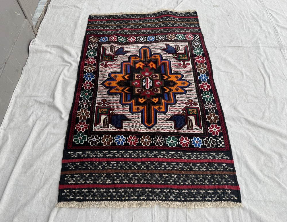 Antique Afghan Hand Knotted Vintage Wool 3x5Ft Rug Tribal Oriental Prayer Carpet