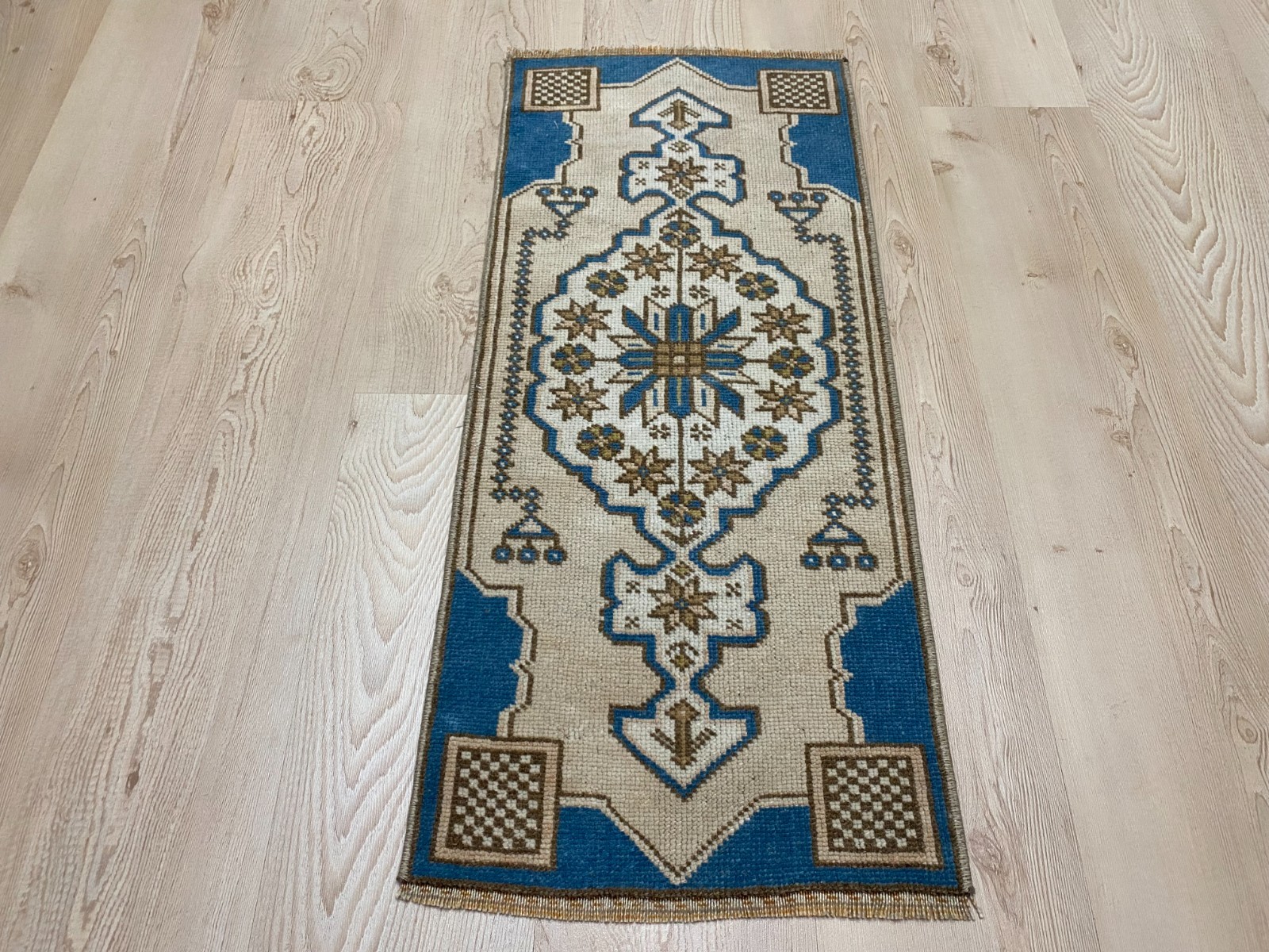 1.3x2.9 ft Turkish mini rug Vintage rug Small Brown rug Ethnic rug Wool rug gallery