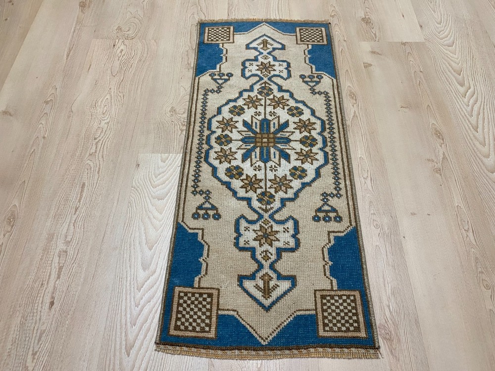 1.3x2.9 ft Turkish mini rug Vintage rug Small Brown rug Ethnic rug Wool rug