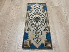 1.3×2.9 ft Turkish mini rug Vintage rug Small Brown rug Ethnic rug Wool rug