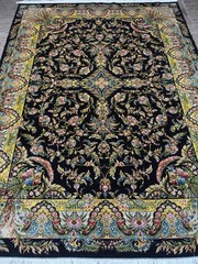 Black 8×11 Ft Silk Floral Oriental Area Rug Traditional Medallion Living Room