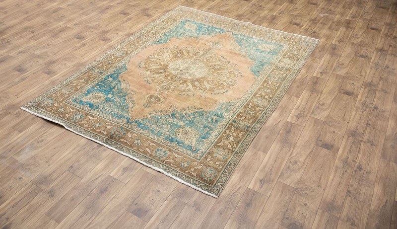 Semi-Antique Distressed Floral Muted Oriental Rug Dining Room Carpet 7x10 Ft gallery