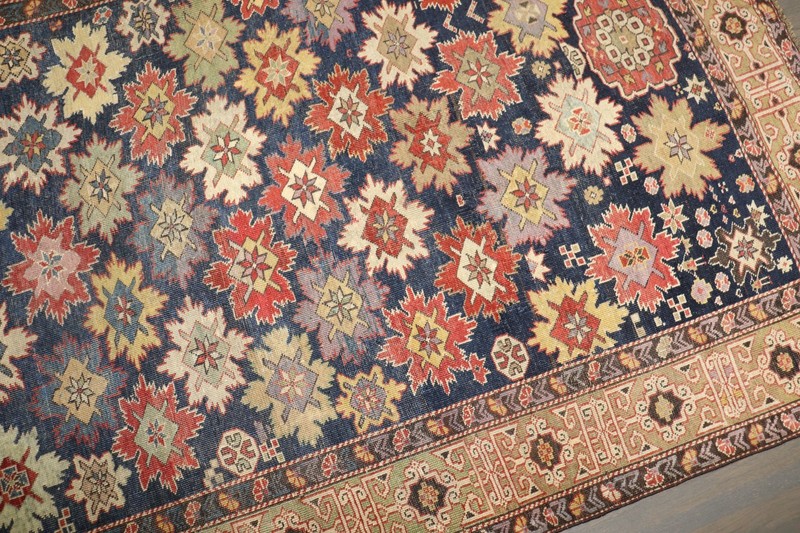 Antique Caucasian Shirvan Snowflake Dated Kuba Rug Size 4'x5' gallery