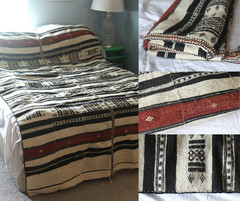Antique Fulani African Wedding Blanket 52” x 96” 100% Wool Mali Hand Woven