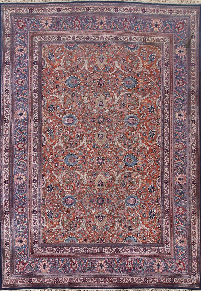 Antique Area Rug 9x12 ft.Vegetable Dye Oriental Handmade Living Room Wool Carpet
