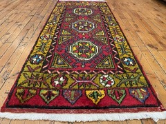 Beautiful Antique 1940-1950’s Wool Pile Henna Dye Tribal Runner Rug 2’x5’ft