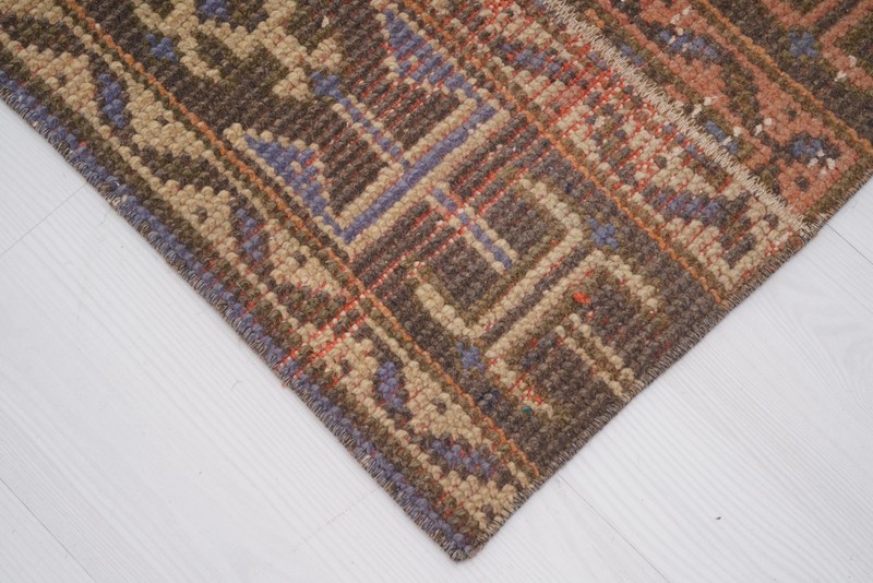 2x10 Rug, Knotted Turkish Wool Runner Rug, Neutral Vintage Oushak Rug Runner,886 gallery