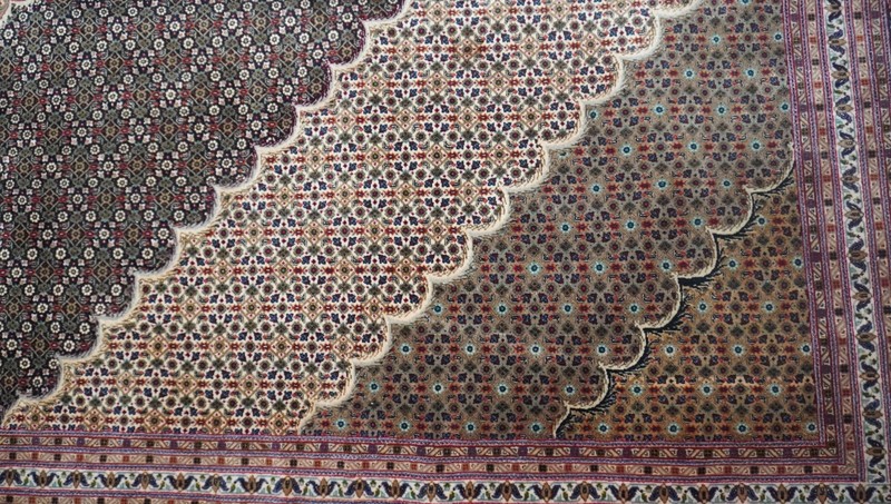 11'5" x 16' Silk & Wool Tabrizz Herati Hand Knotted Navy Blue Superb Quality Rug gallery