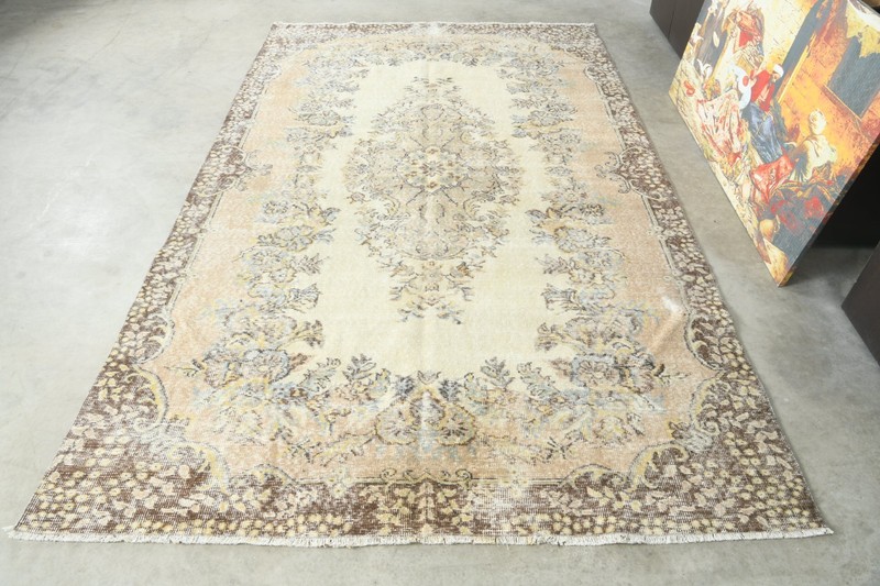 6x9 Turkish Antique Rug Anatolian Hand-Knotted Vintage Oushak Large Carpet,182 gallery