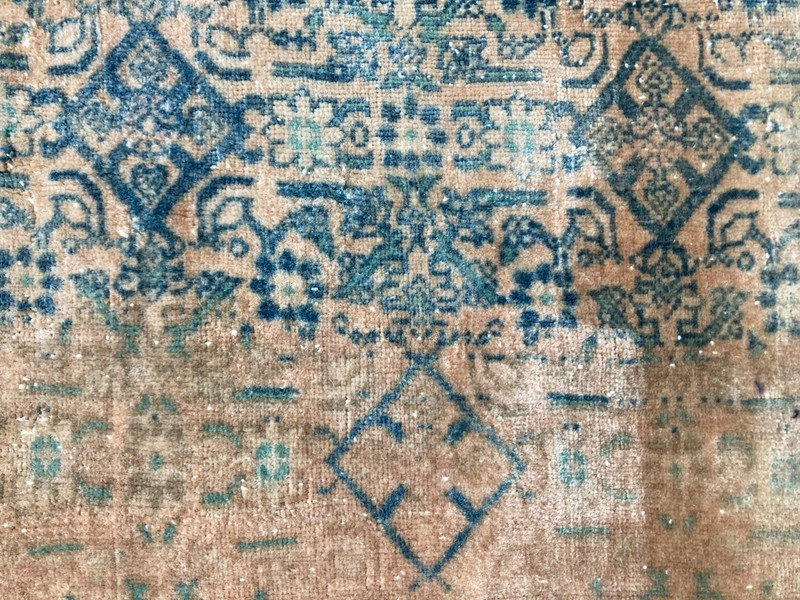 Brown rug, Turkish rug, Vintage small rug, Wool rug, Doormat rug, 1.3 x 3.1 ft gallery