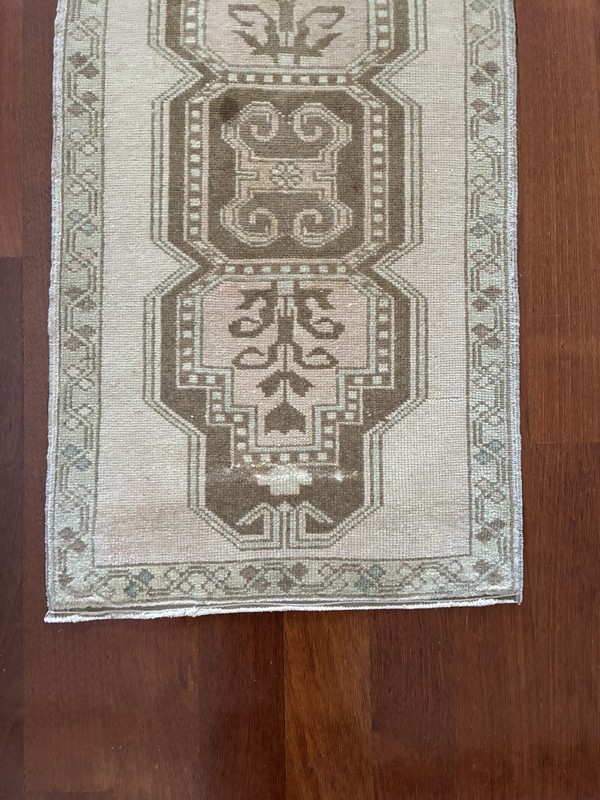Vintage Oushak 2x3 Small Rug Muted Neutral Beige Wool Hand Knotted Mat gallery
