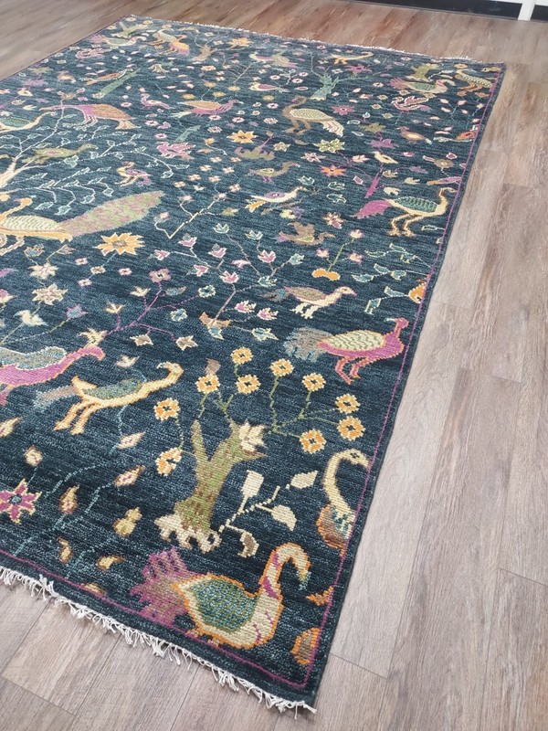 Turkish Bohemian Rug,(Tree Of Life)Nature Birds,Contemporary Area Rug, 9x12 Ft gallery
