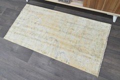 Oushak Turkish Doormat Rug 2×4 BEIGE Vintage Anatolian Handmade Small Kilim Rug