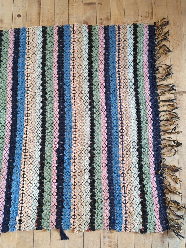 Antique Imported Swedish Hand Made Rag Rug Runner (31" x 112" ) As Shown gallery