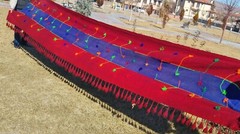Antique 1900-1940s Long Tent Strap Natural Dyes Tribal Folk-Art 3x17ft
