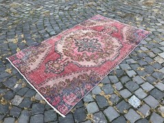Handmade Wool Rug, Bohemian Area Rug, Turkish Vintage Rug, Home Decor, 3,4 x 5,9