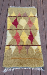 Vintage Scandinavian Rya Rug – Handwoven Wool Rug – Mid Century Wall Hanging – G