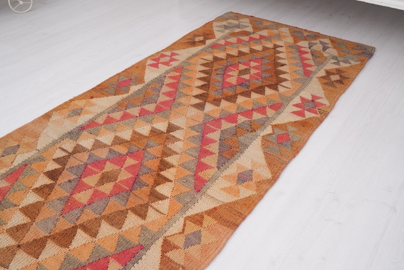 Handmade Oushak Runner 3x11 - Muted Turkish Kilim Rug, Vintage Hallway, 516 gallery