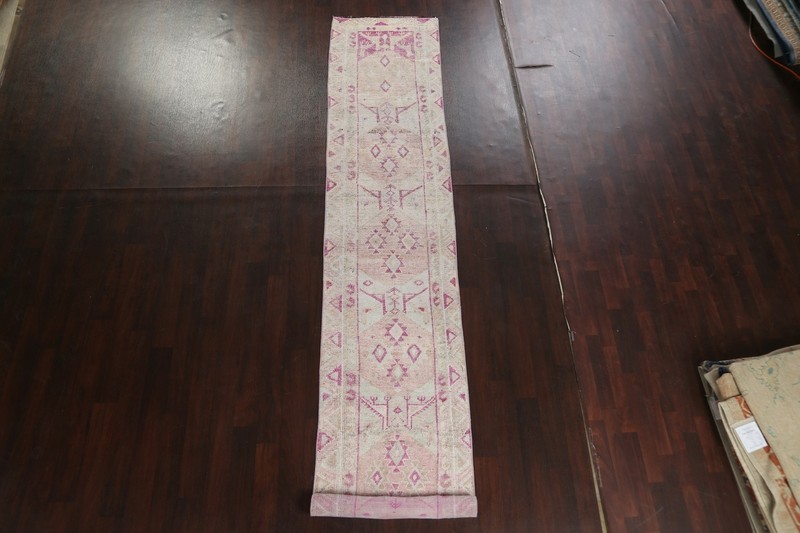 Vintage Geometric Anatolian Turkish Oriental Long Runner Rug Handmade Wool 3x15 gallery