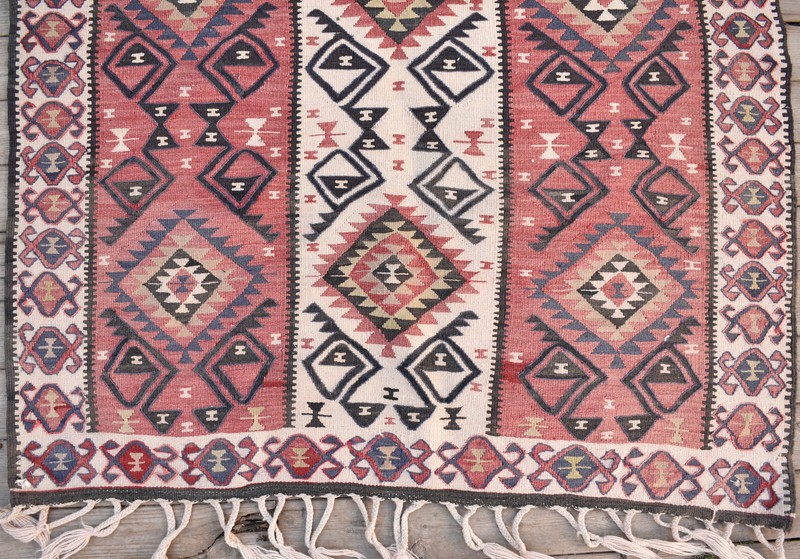 Turkish Rug 42''x63'' Handwoven Van Kilim 107x162cm Wool Vintage Tribal Area Rug gallery