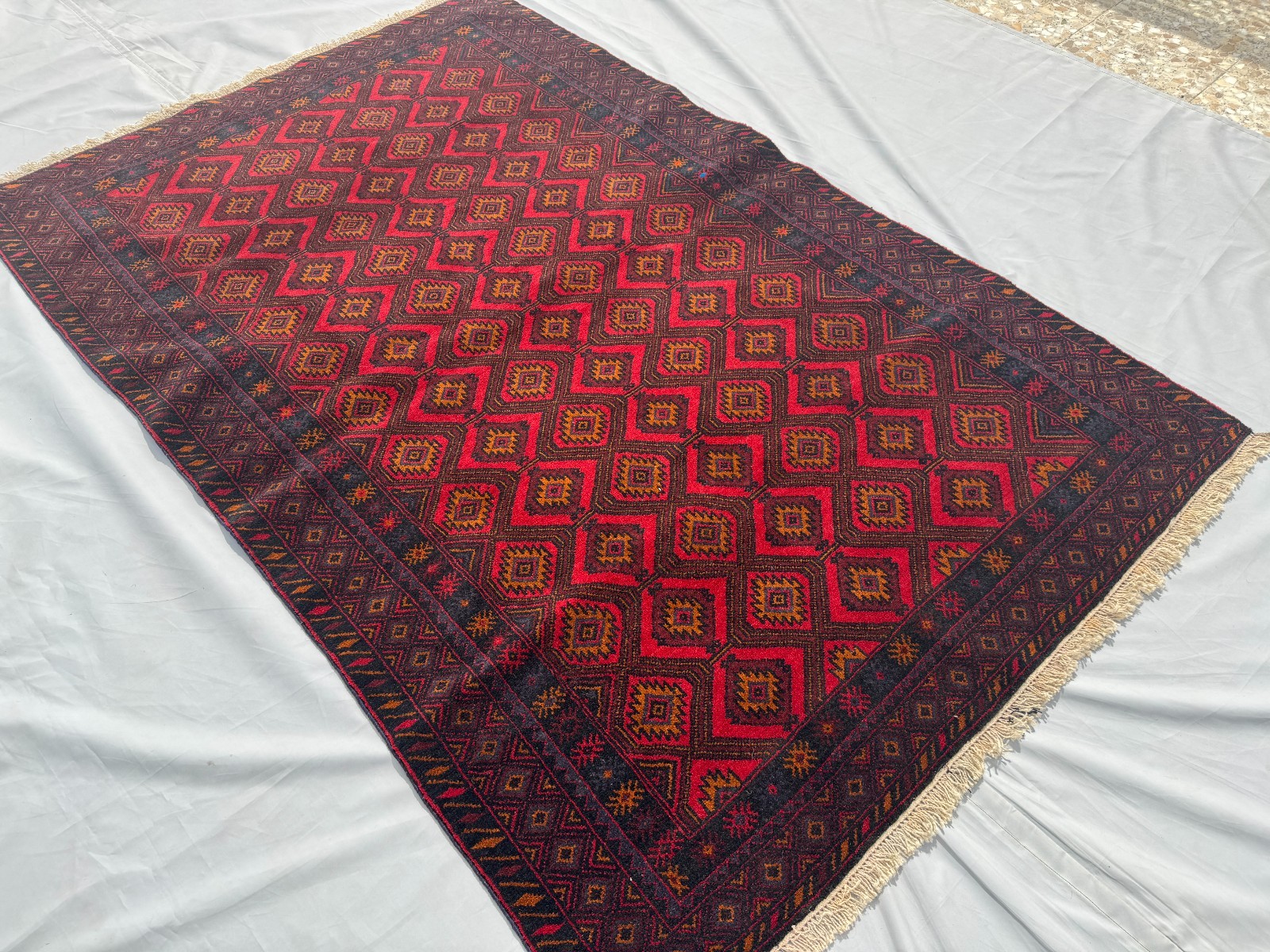 4x6 Ft Afghan Hand Knotted Vintage Area Rug Geometric Baluchi Tribal Wool Carpet gallery